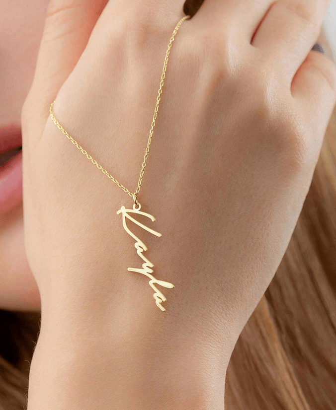 Personalized Signature Vertical Name Necklace #0010