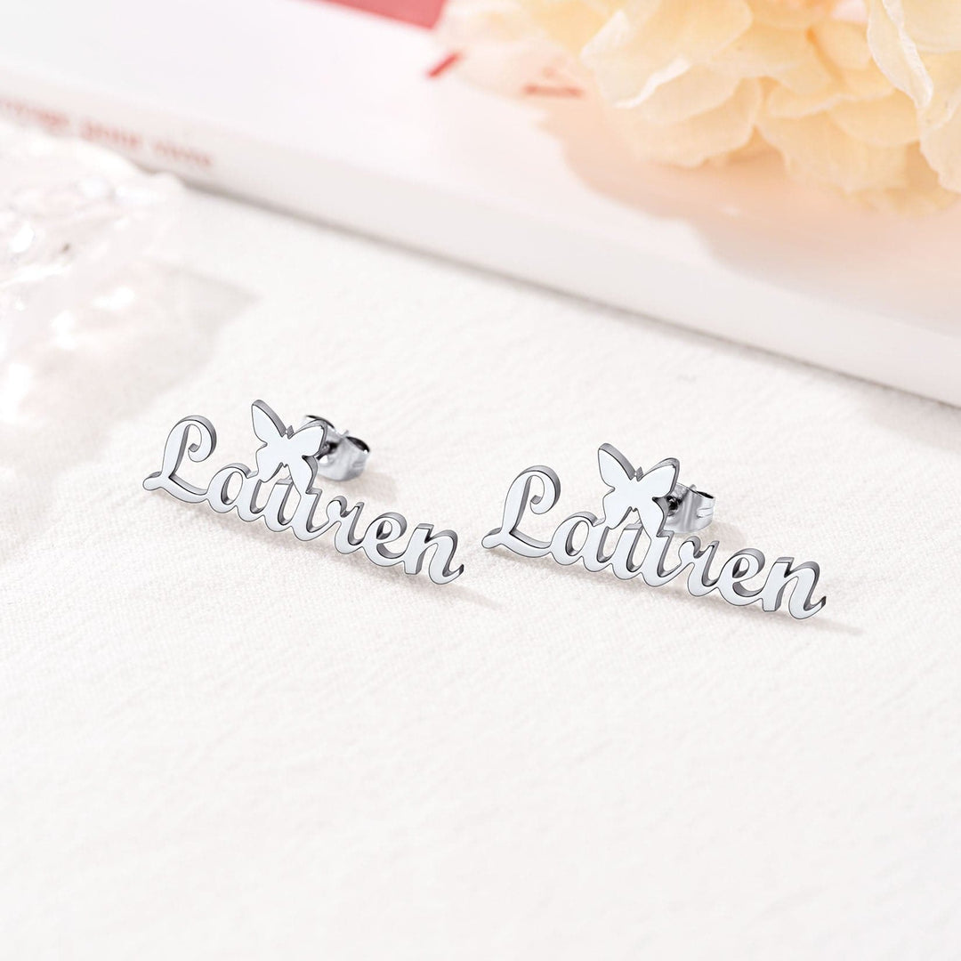 Personalized Butterfly Name Earrings #0011