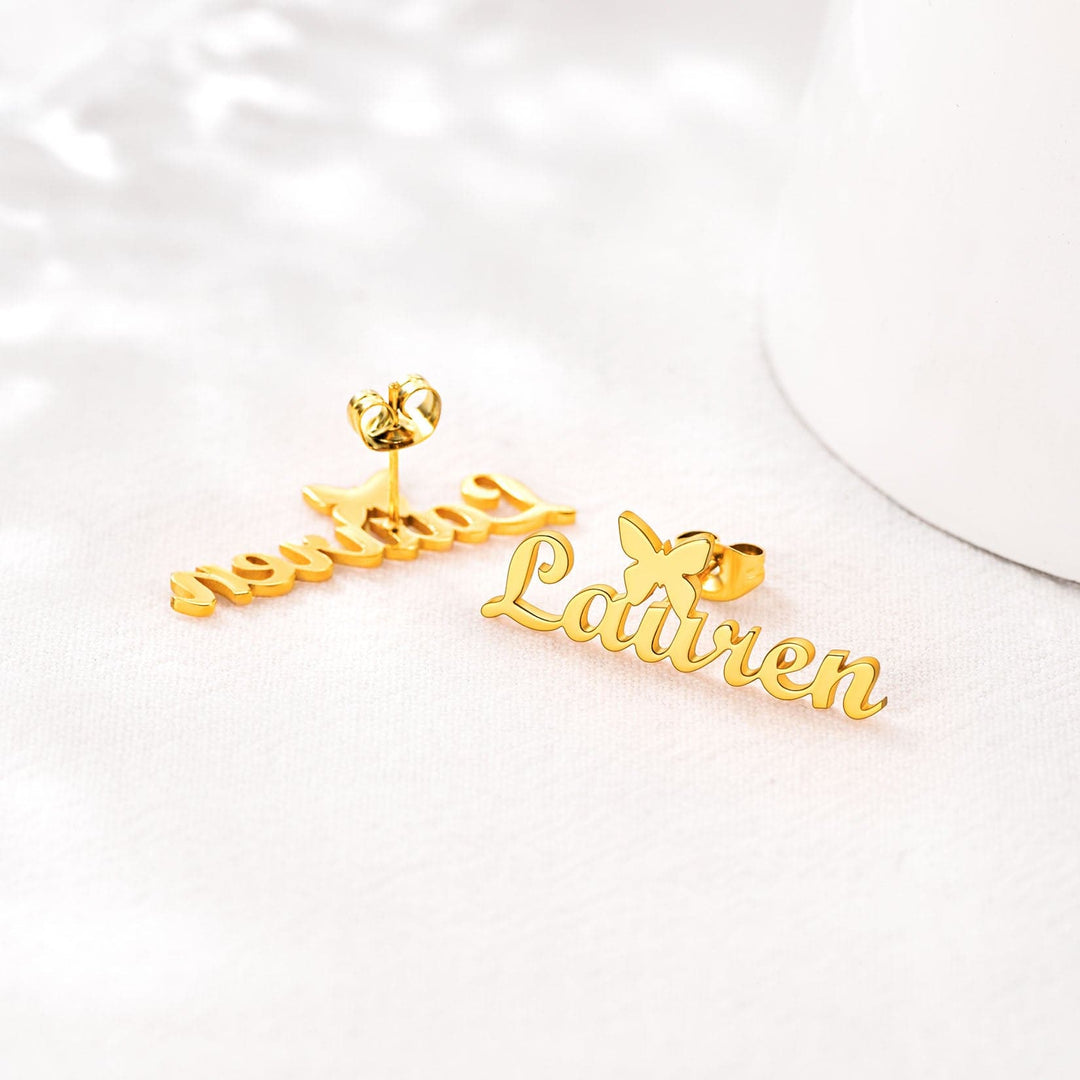 Personalized Butterfly Name Earrings #0011