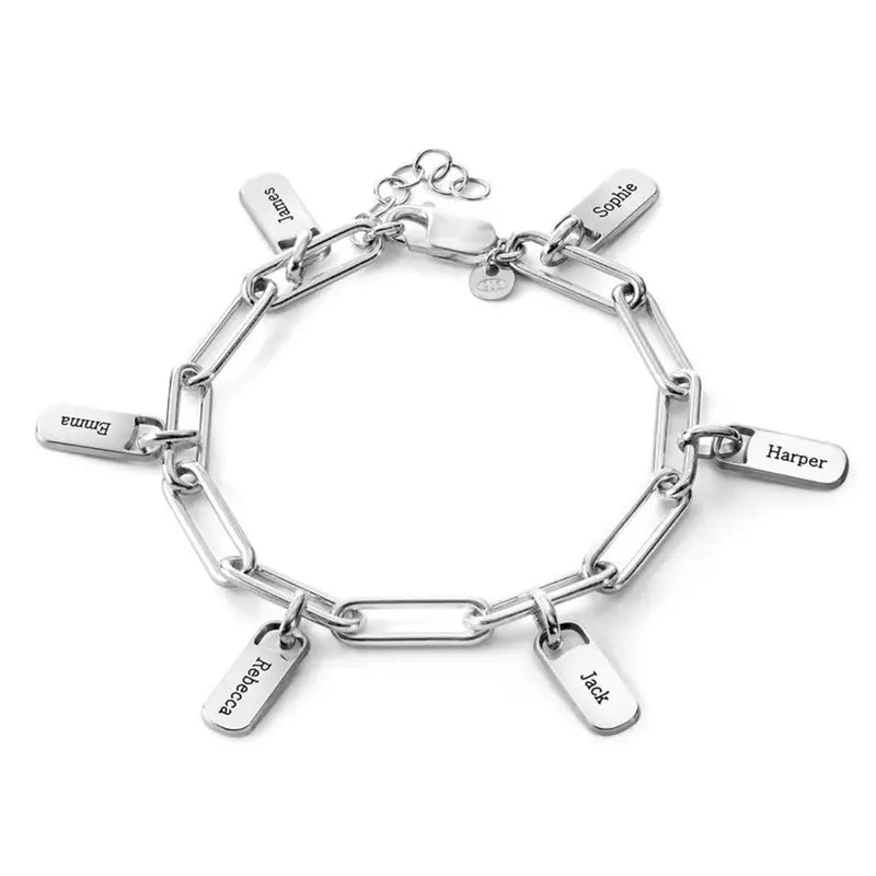 Personalized Paperclip Chain Engraved Name Bracelet #0017