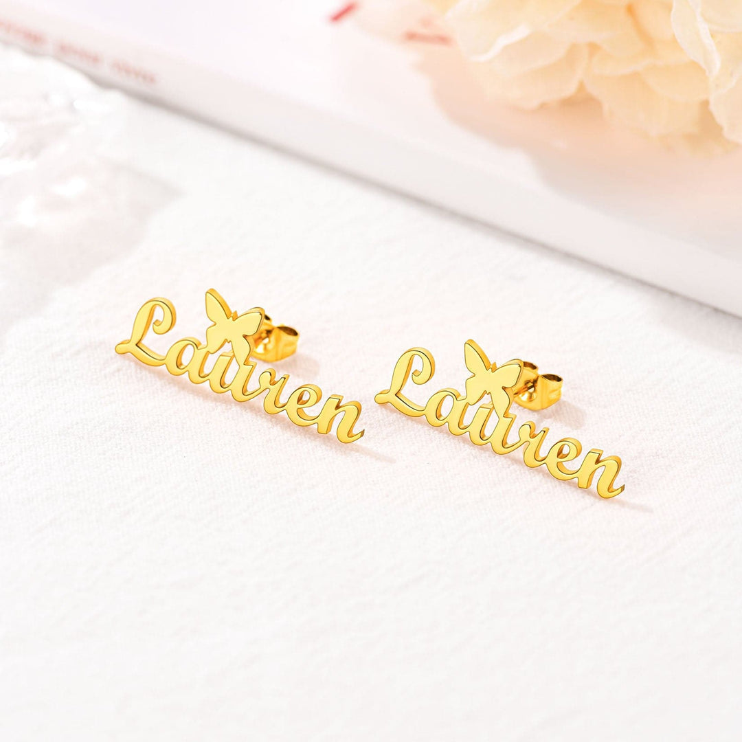 Personalized Butterfly Name Earrings #0011